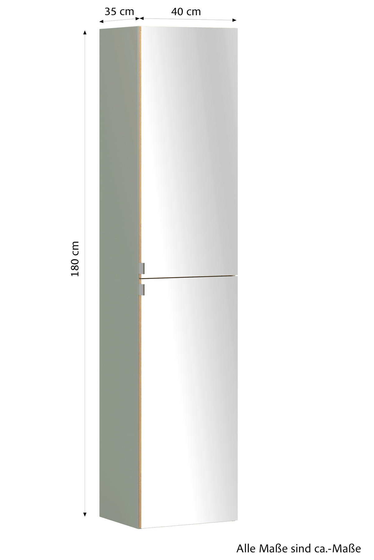 SPIEGELSCHRANK 40/180/35 cm  - Schilfgrün/Wildeiche, Trend, Holzwerkstoff/Metall (40/180/35cm) - Held