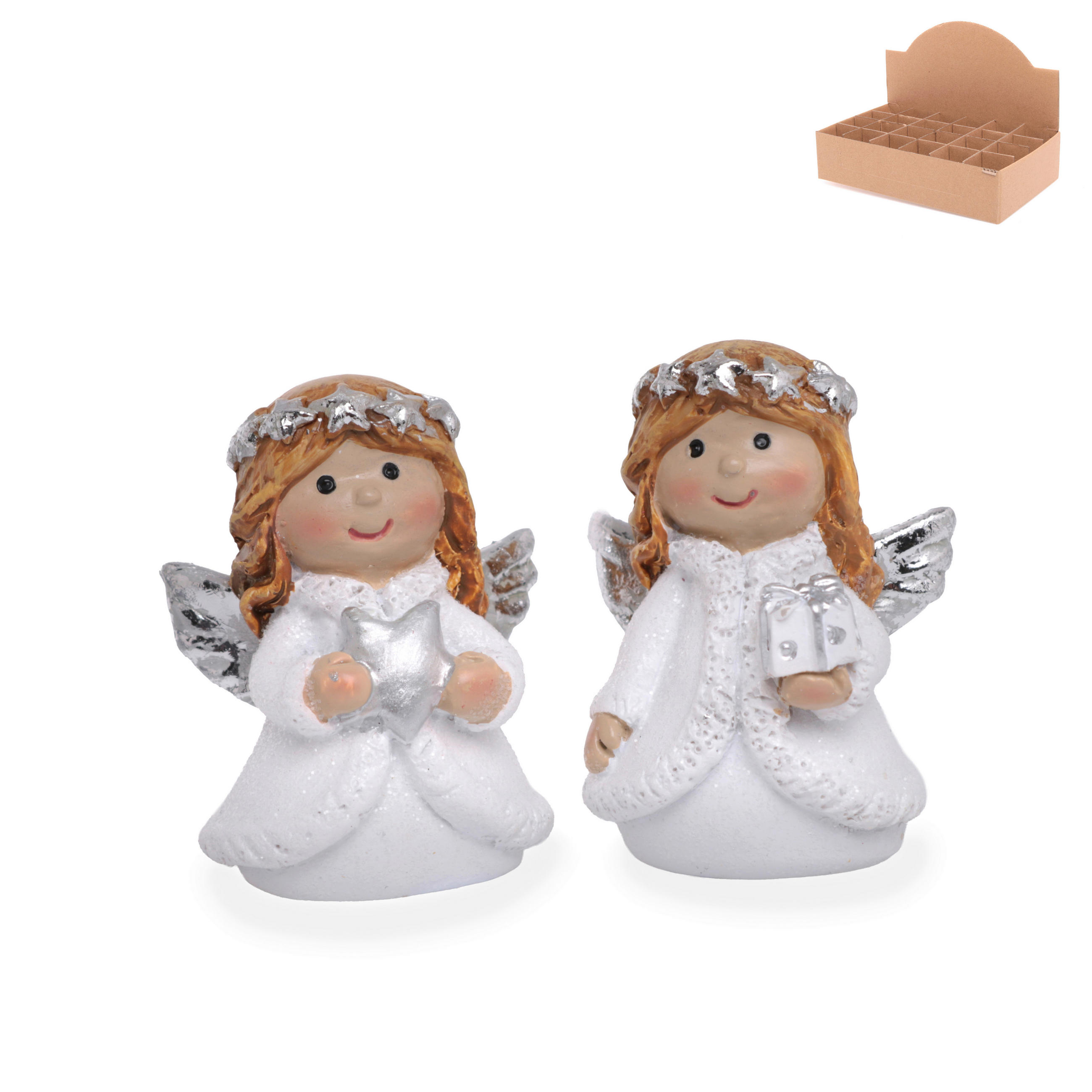 DEKOENGEL - Silberfarben/Weiß, Basics, Kunststoff (3,5/3/5cm)