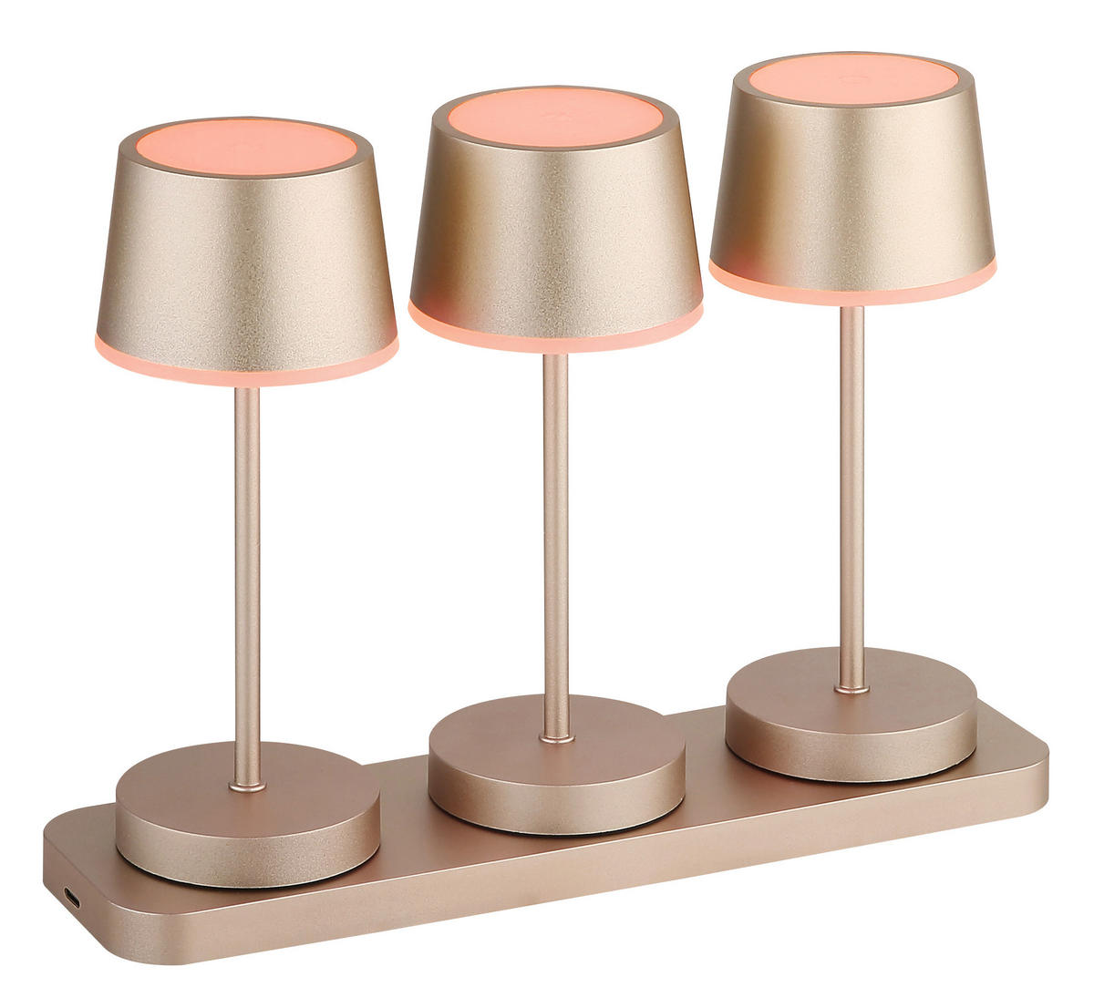 AKKU-TISCHLEUCHTE Dawson 8,3/20 cm  - Champagner/Opal, Design, Kunststoff/Metall (8,3/20cm) - Globo