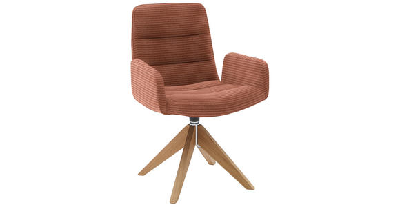 ARMLEHNSTUHL  in Cord  - Rostfarben/Naturfarben, Design, Holz/Textil (61/88/66cm) - Dieter Knoll