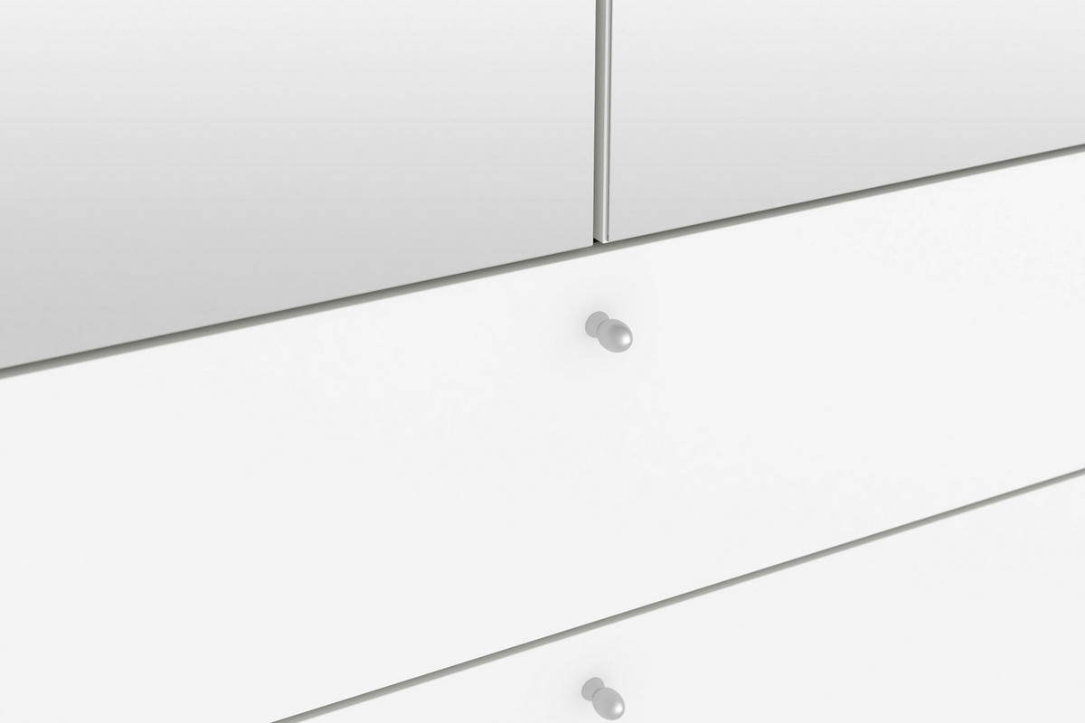 DREHTÜRENSCHRANK  in Weiß  - Silberfarben/Weiß, KONVENTIONELL, Glas/Holzwerkstoff (203/220/59cm) - Jutzler