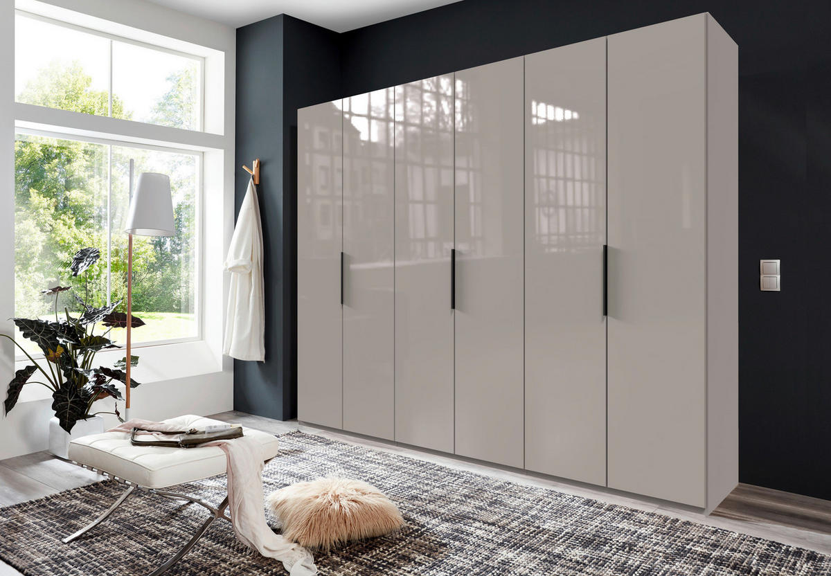 DREHTÜRENSCHRANK in Sahara  - Schwarz/Sahara, Konventionell, Glas/Holzwerkstoff (300/236/58cm) - Hom`in