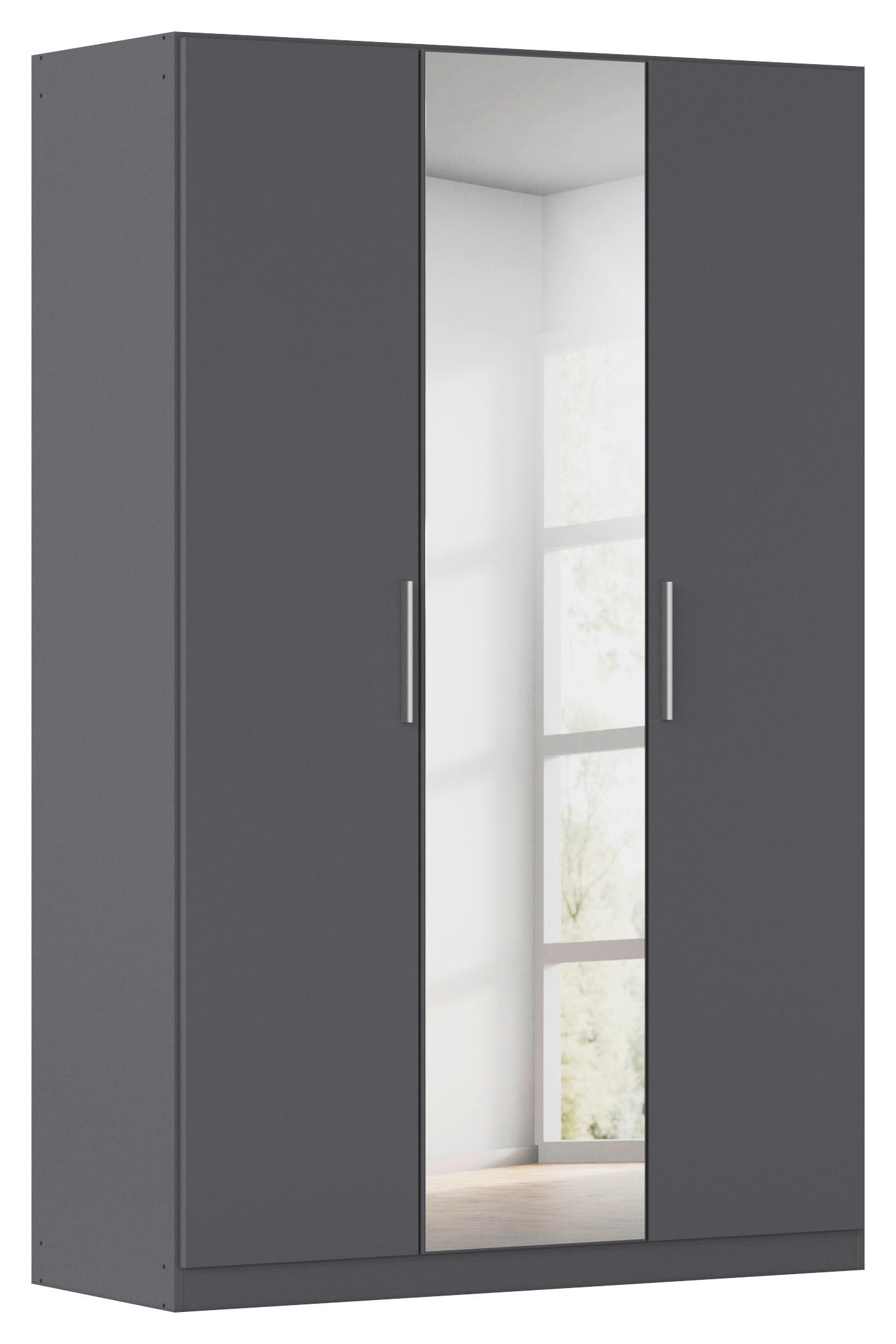 DREHTÜRENSCHRANK 135/210/54 cm,  in Grau, 3-türig  - Alufarben/Grau, KONVENTIONELL, Glas/Holzwerkstoff (135/210/54cm) - home24