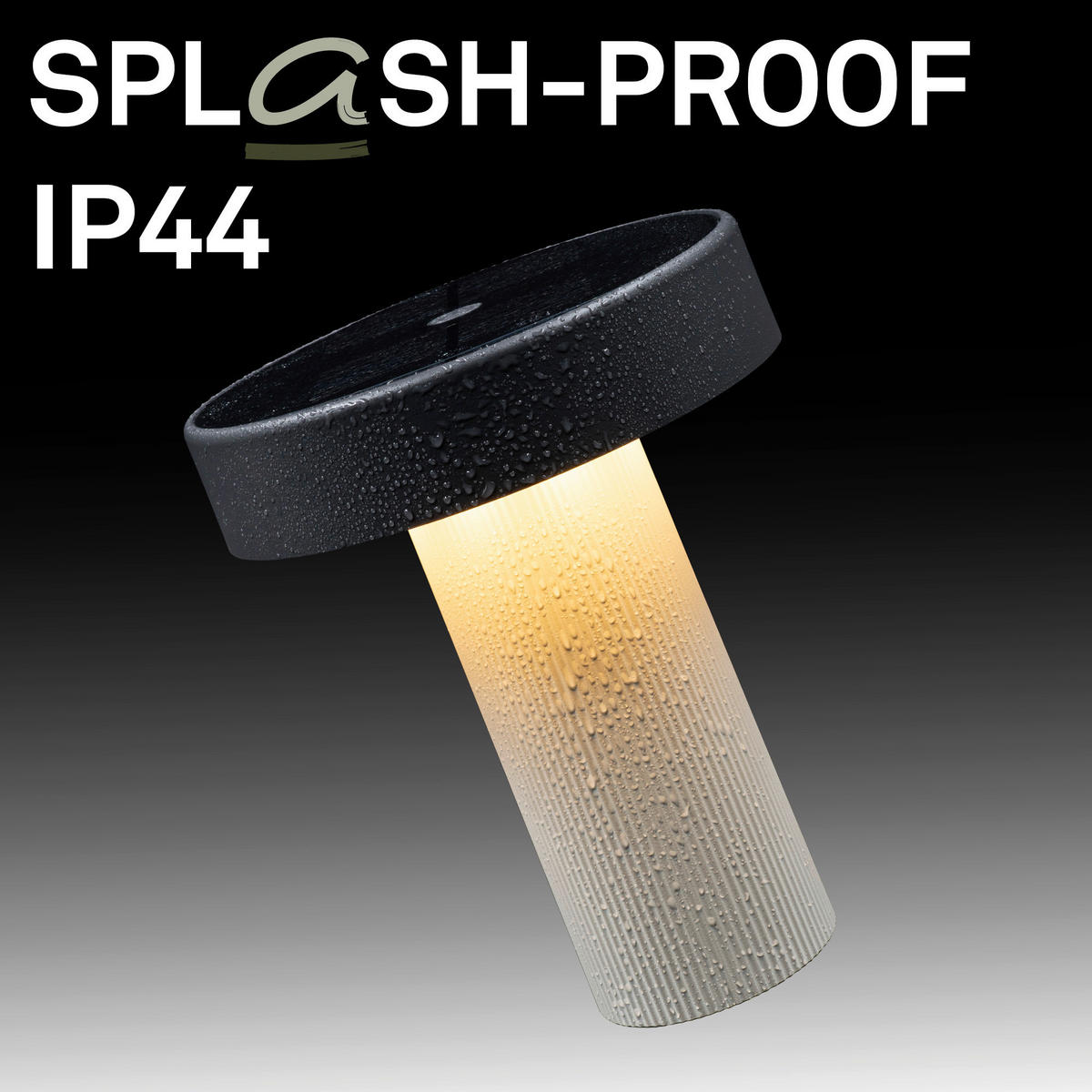 AKKU-TISCHLEUCHTE 16/20 cm  - Anthrazit/Beige, Design, Kunststoff (16/20cm)