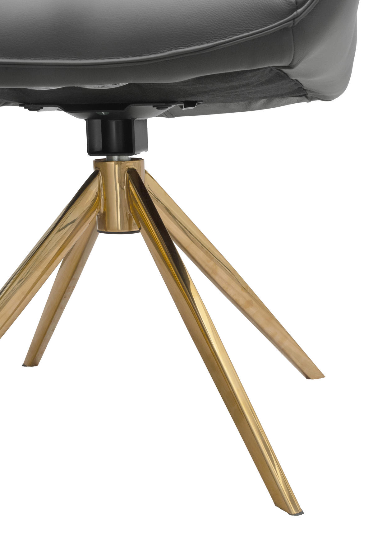 ARMLEHNSTUHL  Sitzfläche 360° drehbar, inklusive Armlehnen  Echtleder  Grau, Goldfarben  - Goldfarben/Grau, Design, Leder/Metall (60/89/64cm) - Novel
