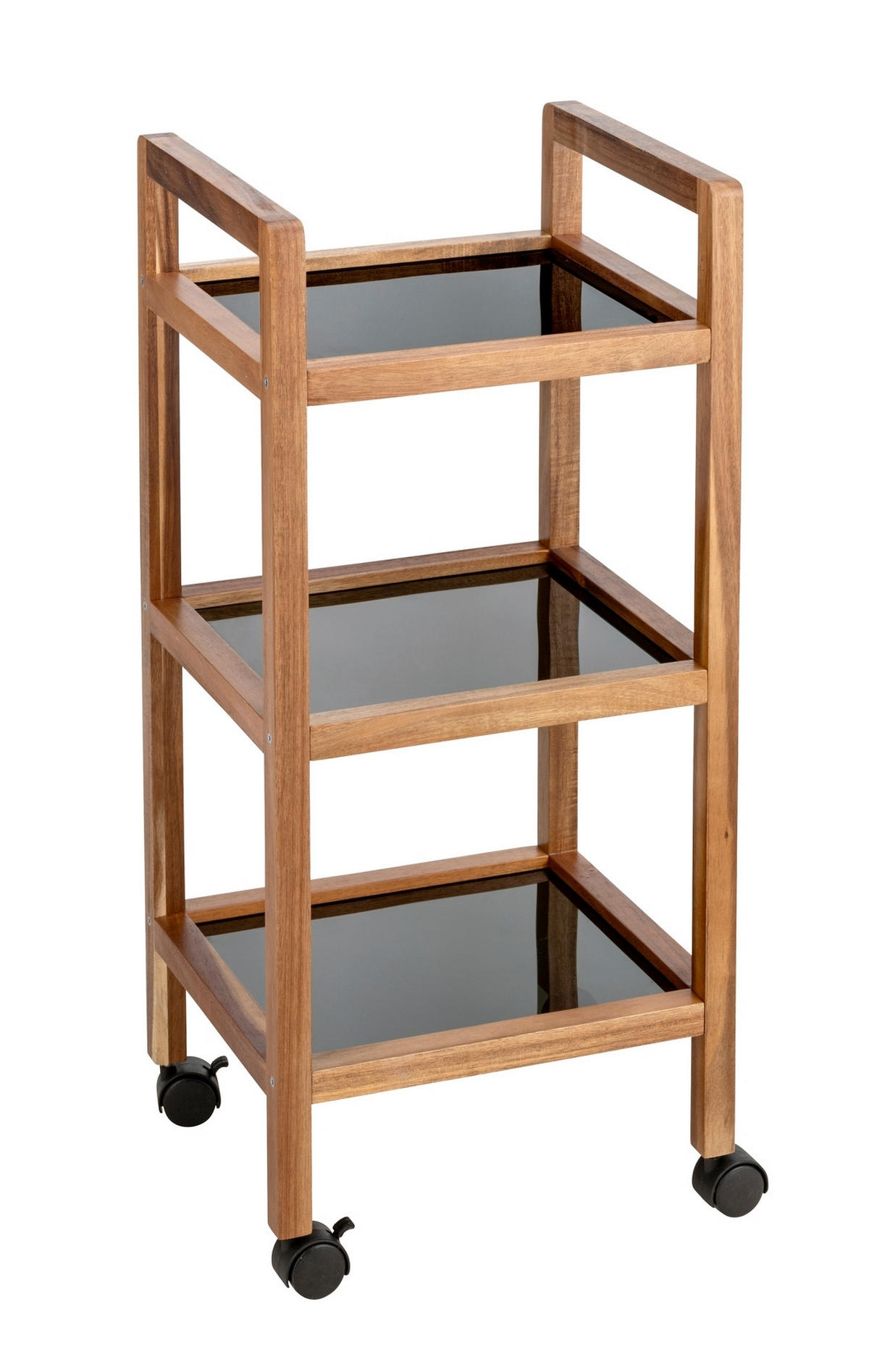 BADEZIMMERREGAL 35/76,5/31 cm  - Schwarz/Braun, Basics, Glas/Holz (35/76,5/31cm) - Wenko