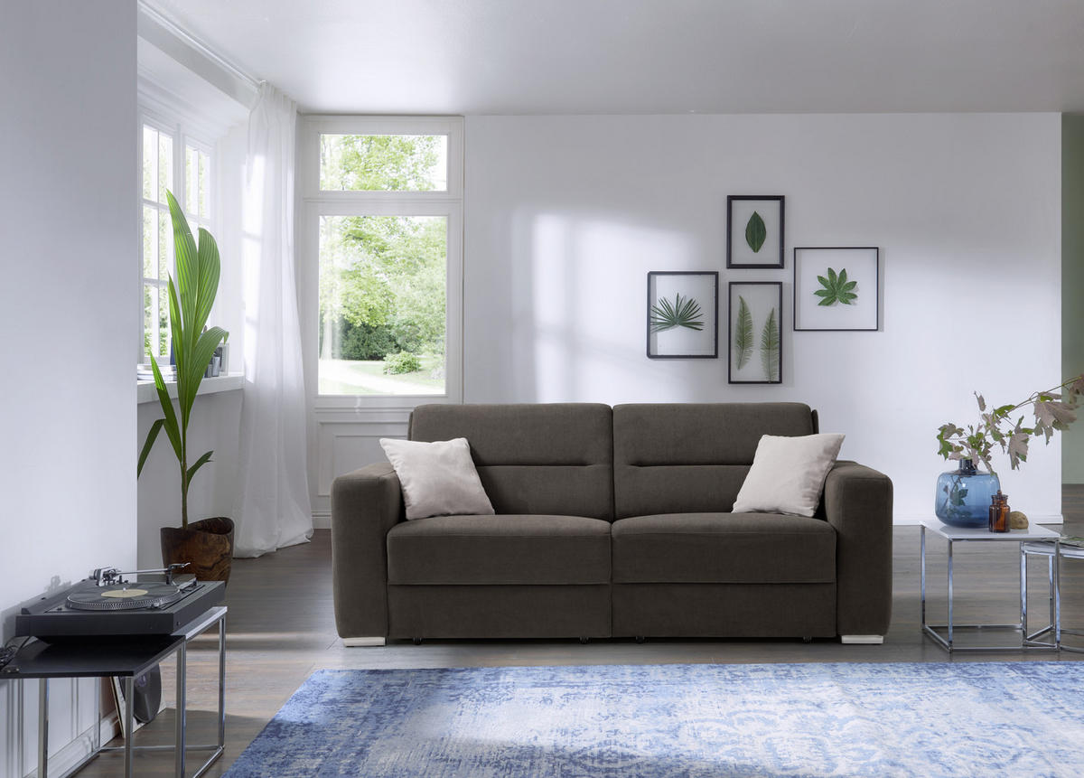 SCHLAFSOFA in Chenille Dunkelbraun  - Dunkelbraun, KONVENTIONELL, Textil/Metall (202/86/92cm) - Sedda