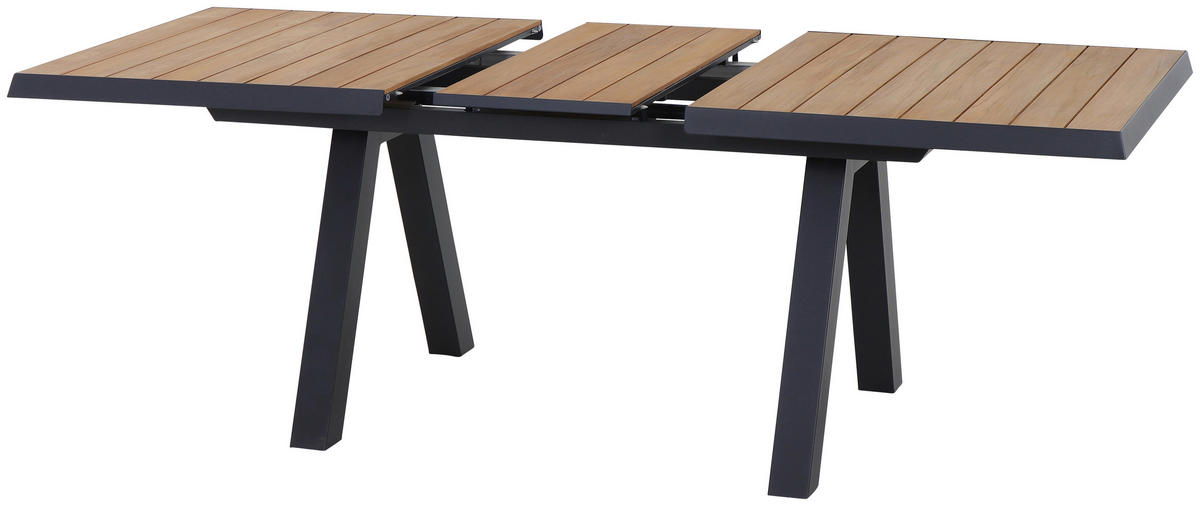 GARTENTISCH 160-200/90/77 cm Metall rechteckig  - Anthrazit/Teakfarben, Basics, Holz/Metall (160-200/90/77cm) - Siena Garden