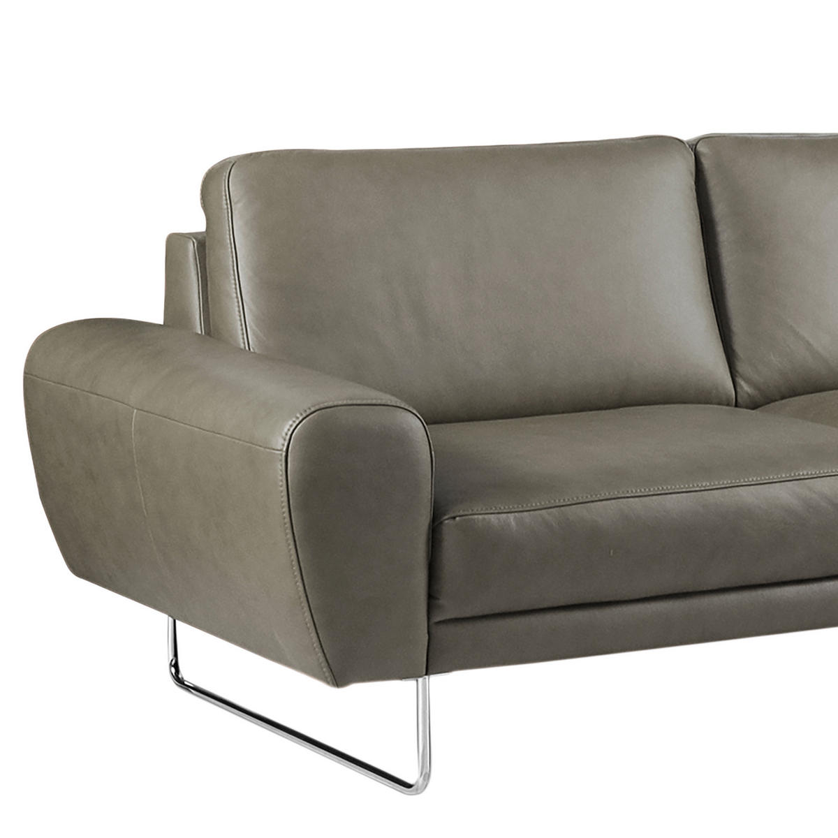 ECKSOFA in Echtleder Grau  273/250 cm  - Chromfarben/Grau, Design, Leder/Metall (273/250cm) - Livetastic