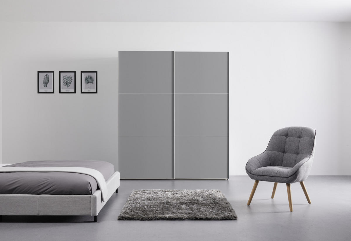 SCHWEBETÜRENSCHRANK 188/222/68 cm 2-türig Grau  - Alufarben/Grau, Holzwerkstoff/Metall (188/222/68cm) - Moderano