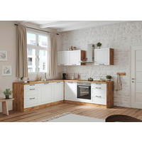 ECKKÜCHE 240/240 cm  in Weiß, Eiche Wotan  - Eiche Wotan/Schwarz, LIFESTYLE, Holzwerkstoff/Metall (240/240cm) - Held