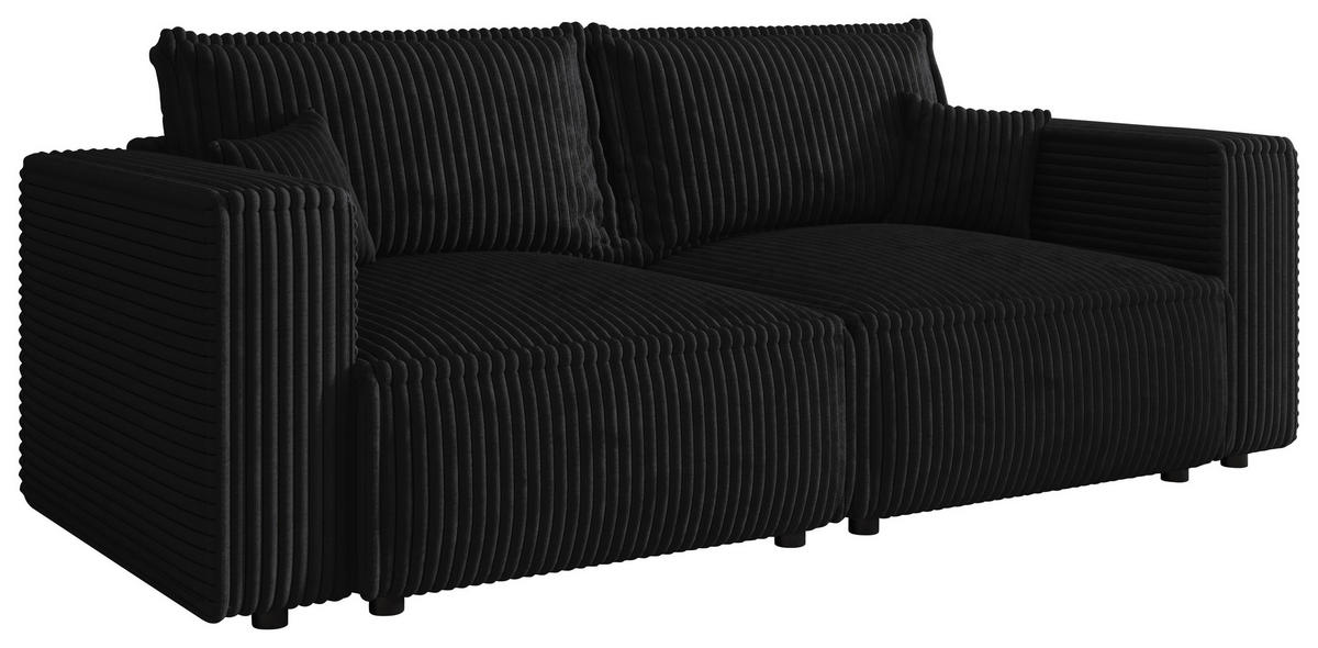 SCHLAFSOFA Cord Anthrazit  inkl. Zierkissen, Bettkasten, Schlaffunktion  - Anthrazit/Schwarz, MODERN, Kunststoff/Textil (250/68/104cm) - Xora