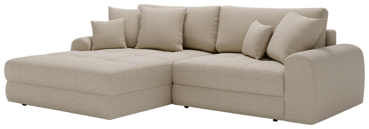 ECKSOFA LORSON Beige Struktur  - Beige/Schwarz, Design, Kunststoff/Textil (208/290cm) - Livetastic