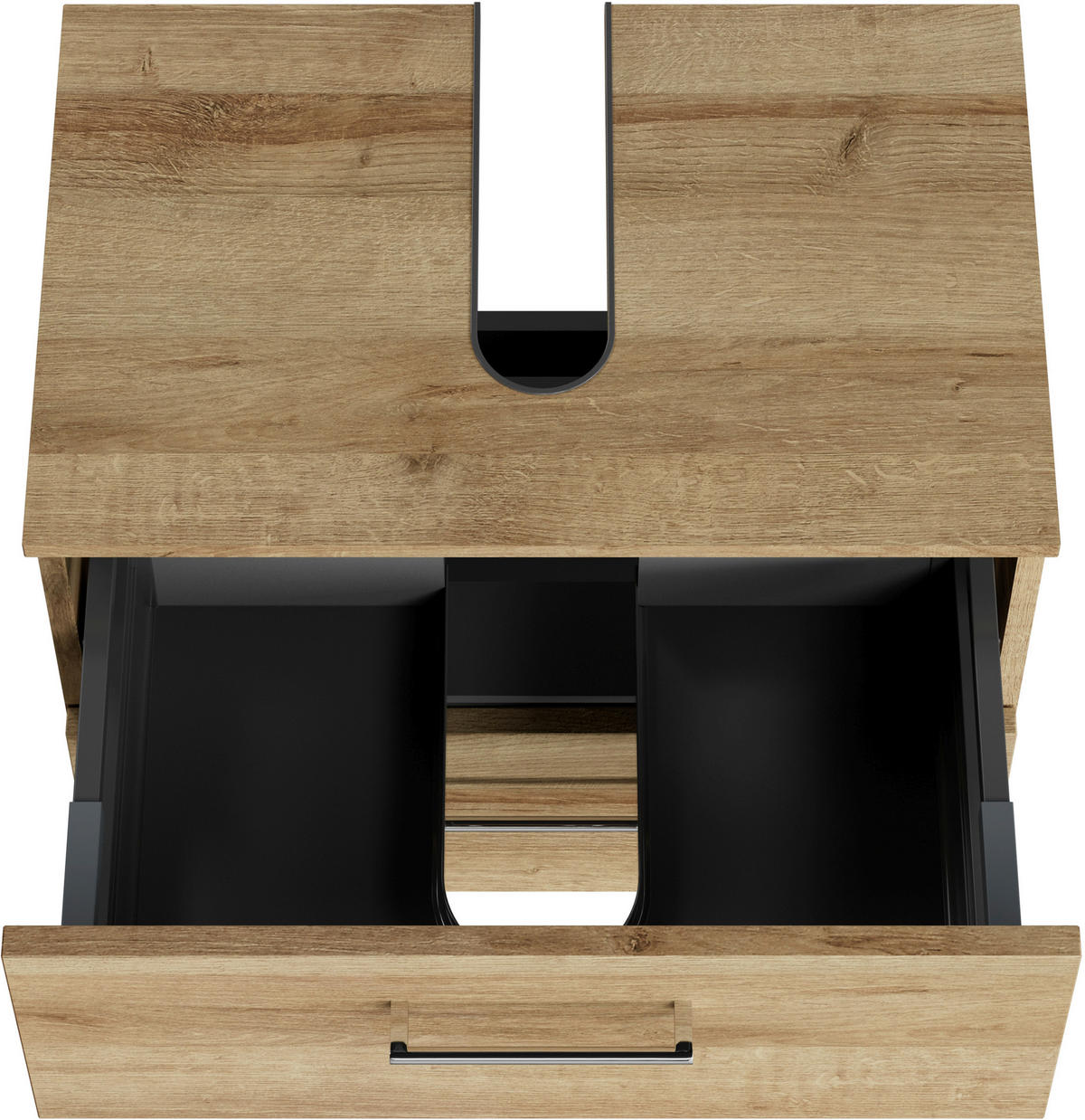 WASCHBECKENUNTERSCHRANK 60/49,8/38,3 cm  - Chromfarben/Hellbraun, KONVENTIONELL, Holzwerkstoff/Metall (60/49,8/38,3cm) - Sadena