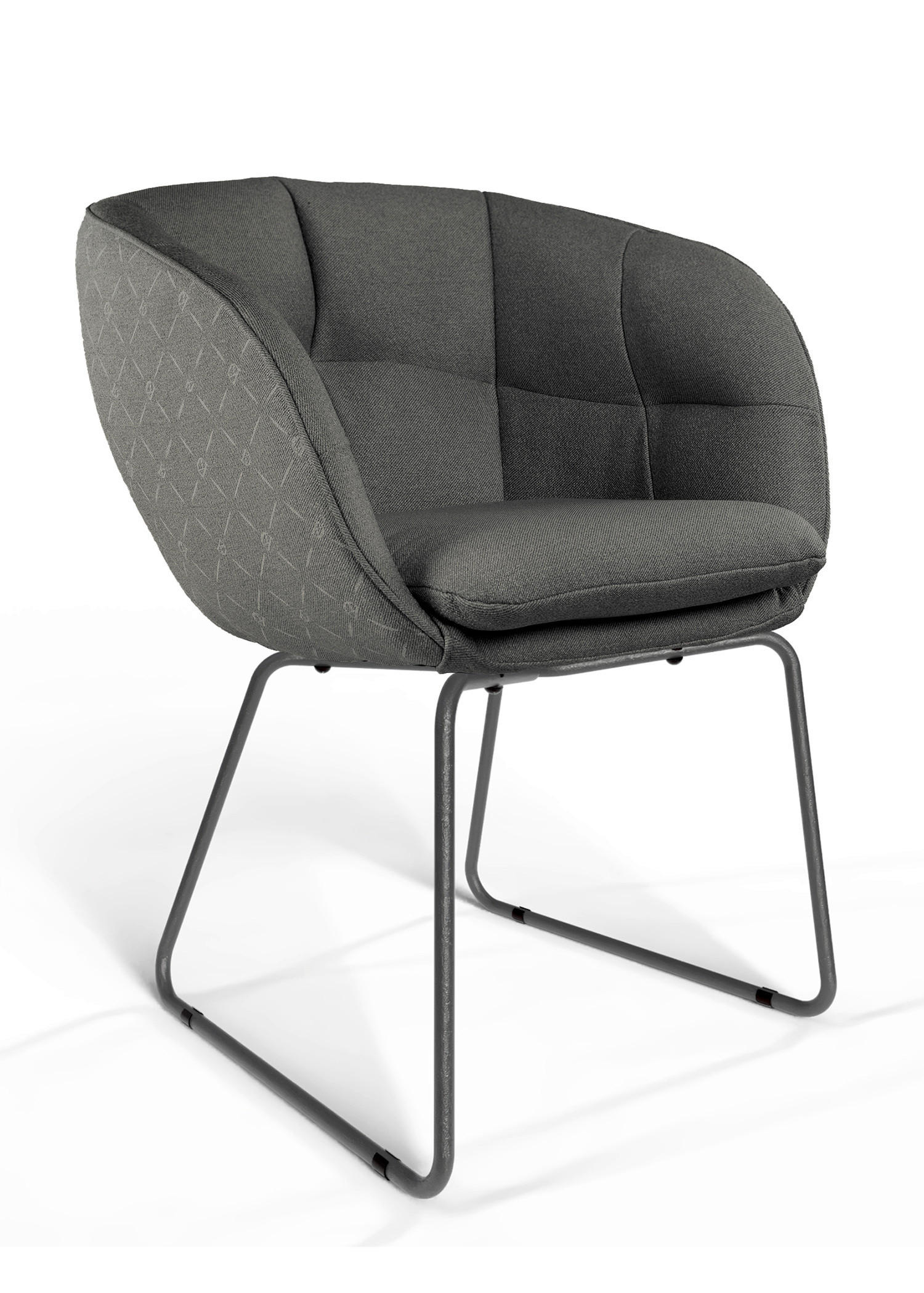 ARMLEHNSTUHL  Beinauswahl, Stoff-/Lederauswahl Jacquard  Graphitfarben  - Graphitfarben/Schwarz, Design, Textil/Metall (62/81/63cm) - Dieter Knoll