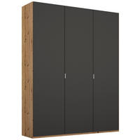 DREHTÜRENSCHRANK 3-türig Graphitfarben, Eichefarben  - Eichefarben/Alufarben, Trend, Holzwerkstoff/Metall (151/223/60cm) - Stylife