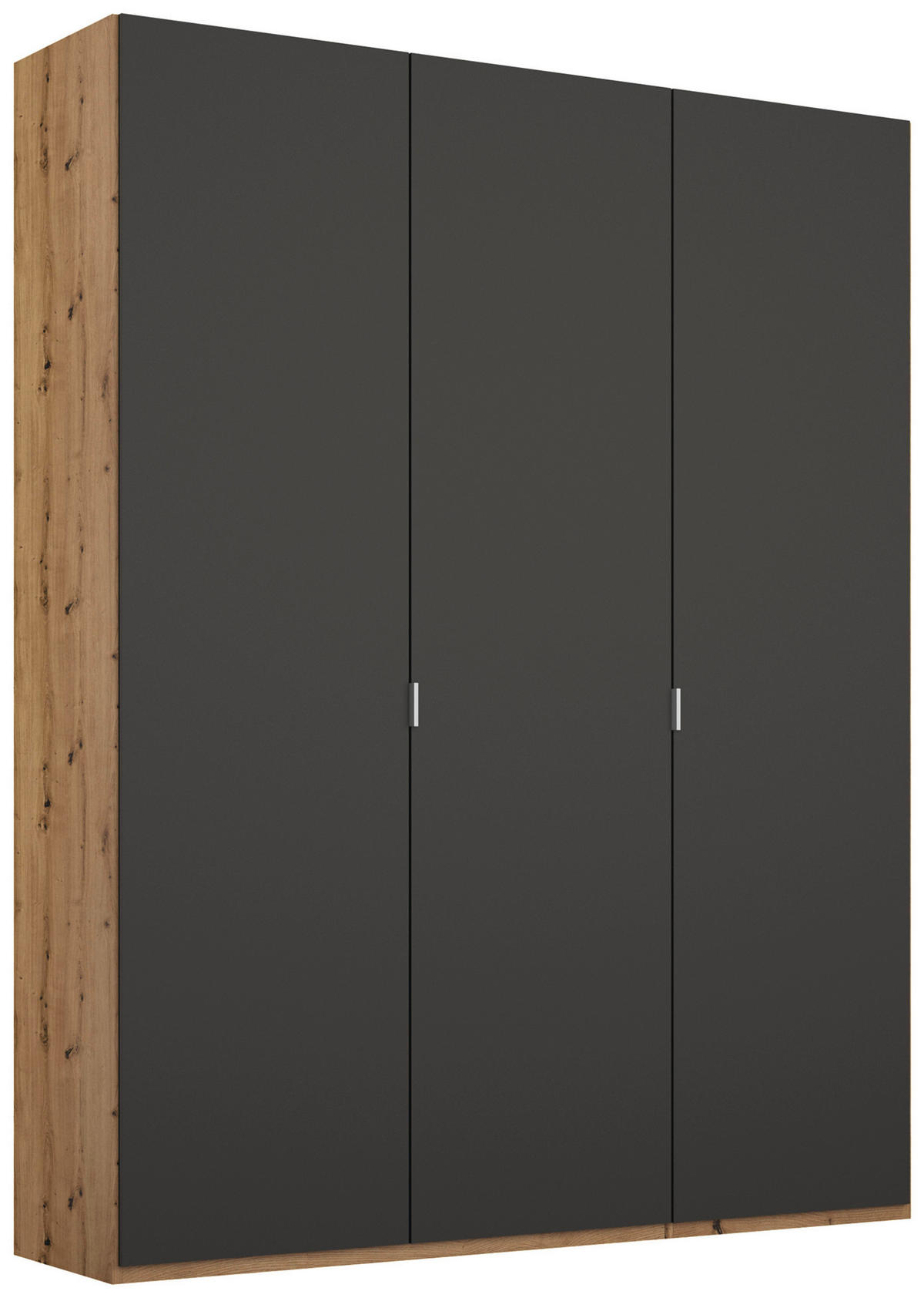 DREHTÜRENSCHRANK 3-türig Graphitfarben, Eichefarben  - Eichefarben/Alufarben, Trend, Holzwerkstoff/Metall (151/223/60cm) - Stylife