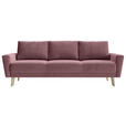 SCHLAFSOFA Samt Altrosa  - Buchefarben/Altrosa, KONVENTIONELL, Holz/Textil (225/91/99cm) - Carryhome