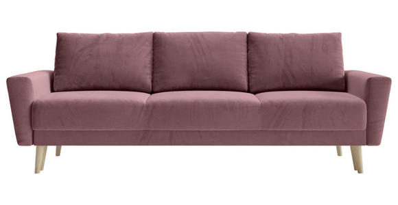 SCHLAFSOFA Samt Altrosa  - Buchefarben/Altrosa, KONVENTIONELL, Holz/Textil (225/91/99cm) - Carryhome