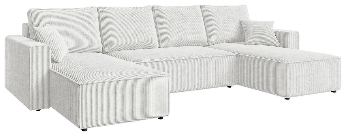 WOHNLANDSCHAFT Naturfarben Cord  - Schwarz/Naturfarben, KONVENTIONELL, Kunststoff/Textil (140/305/140cm) - Carryhome