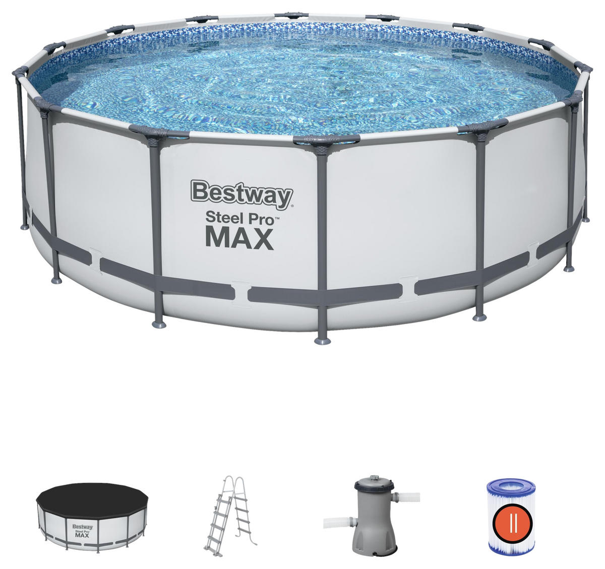 BAZÉN 427/122 cm - šedá/bílá, Basics, kov/plast (427/122cm) - Bestway