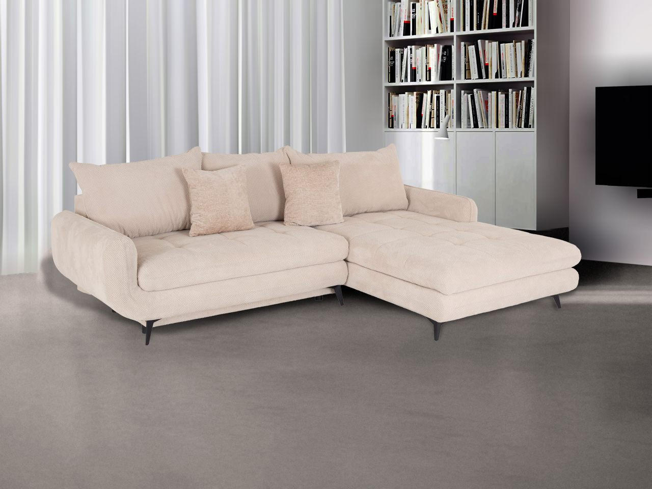 UGAONA GARNITURA bež  - bež/crna, Moderno, drvo (85/173/271cm) - Hom`in