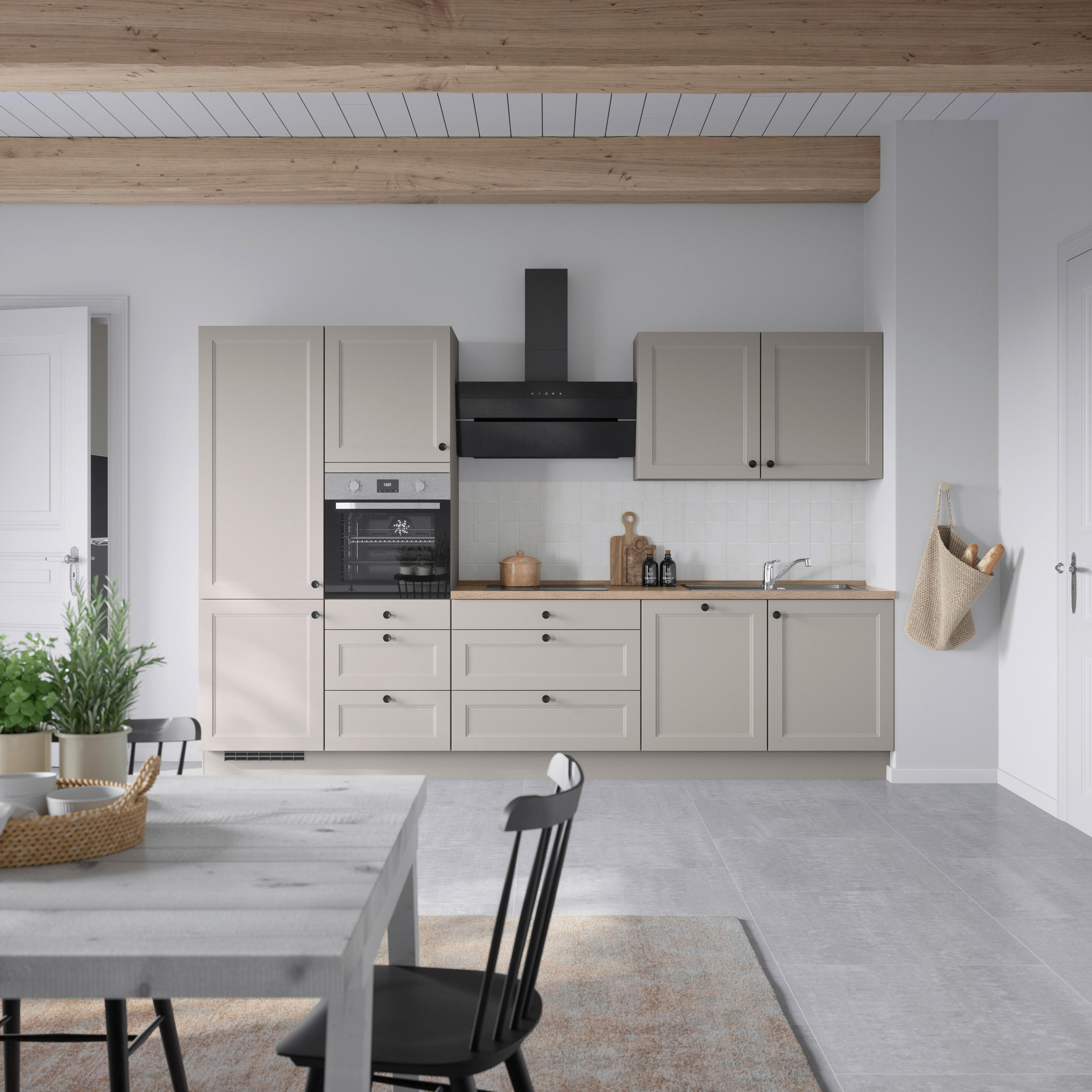 KÜCHENBLOCK 330 cm   in Grau, Eiche dunkel  - Eiche dunkel/Schwarz, MODERN, Holzwerkstoff/Metall (330cm) - Nobilia