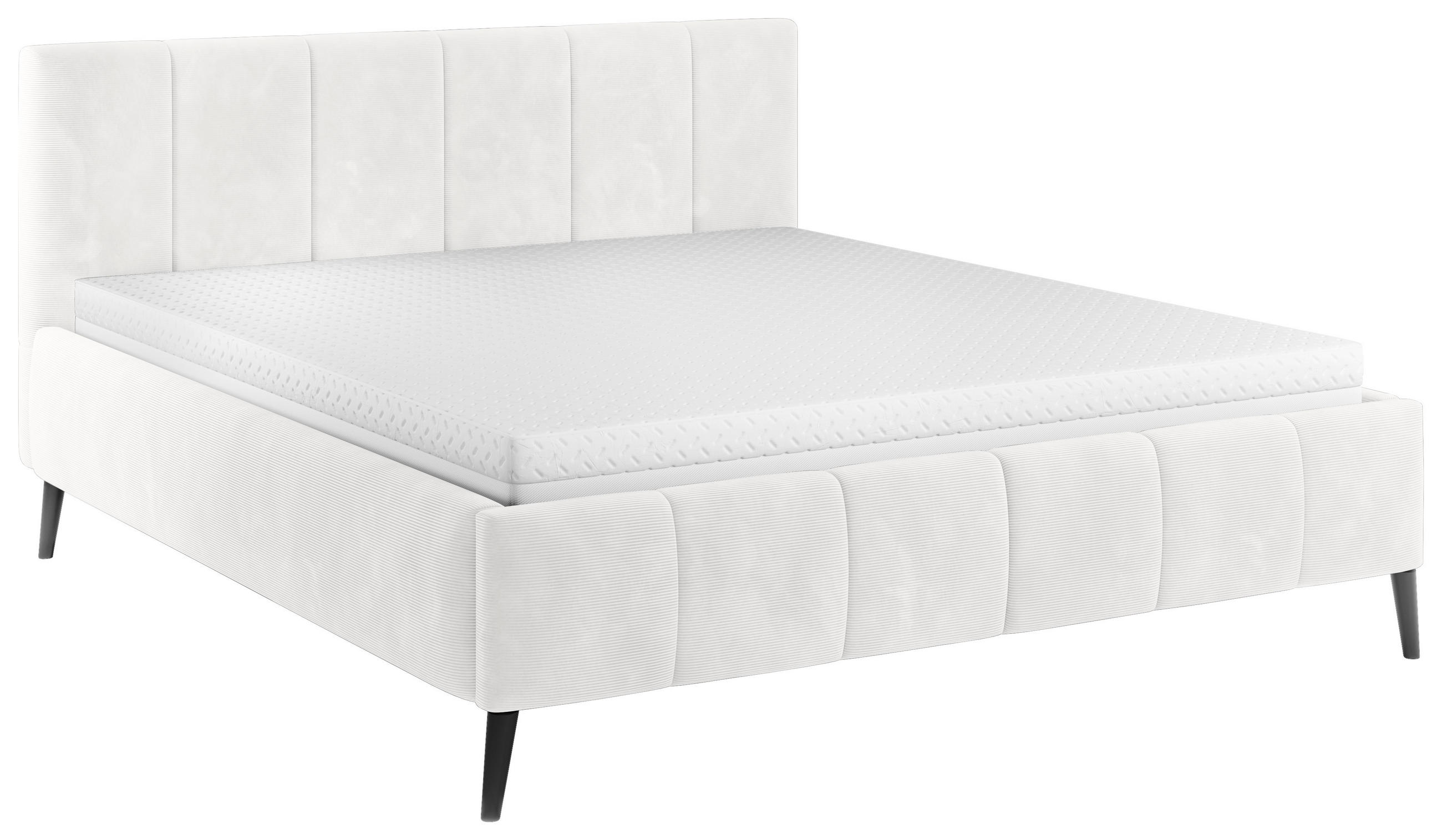 POLSTERBETT gepolstertes Kopfteil, Lattenrost 180/200 cm  in Creme  - Creme/Schwarz, Trend, Holz/Textil (180/200cm) - home24