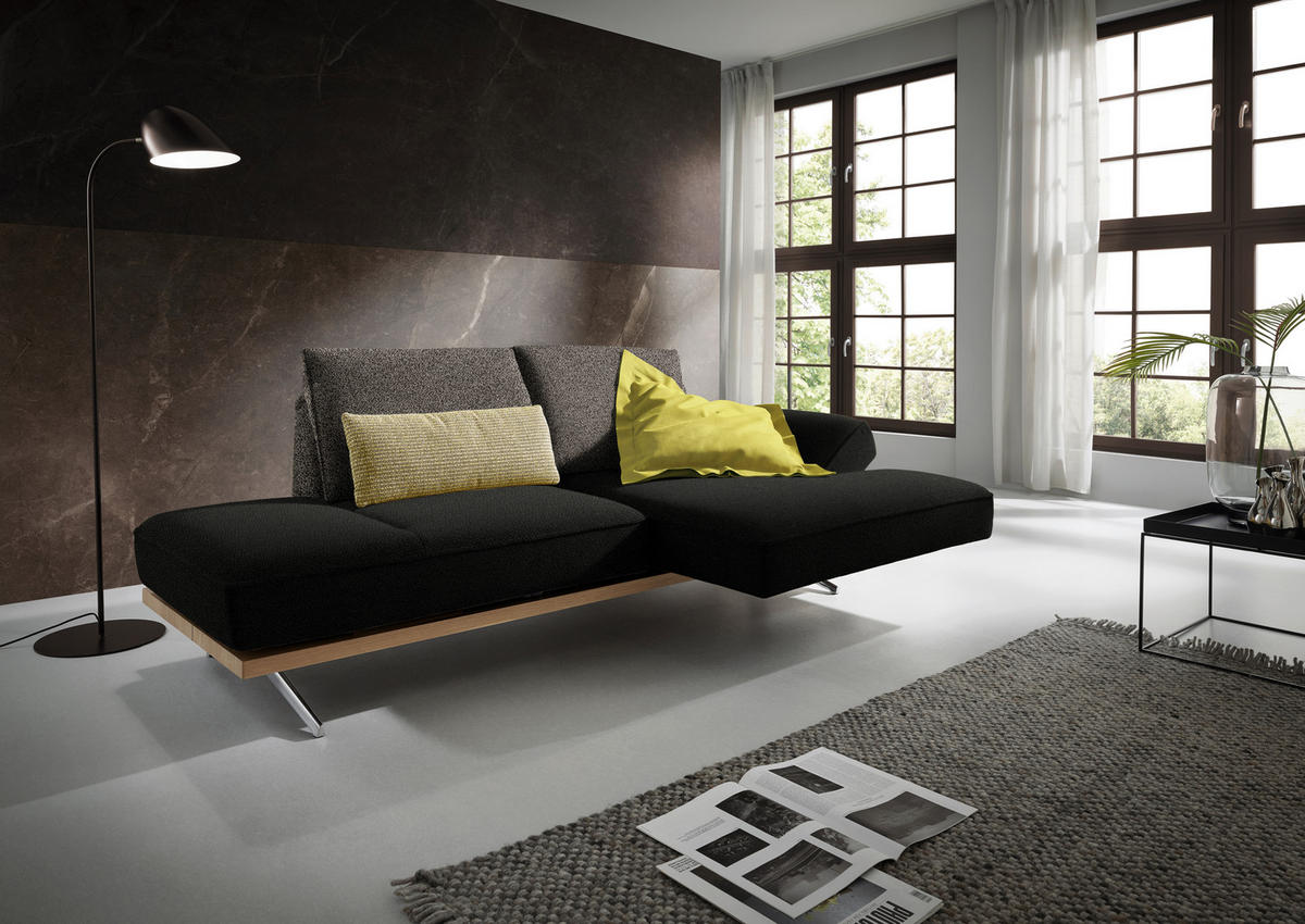 ECKSOFA in Flachgewebe Dunkelgrün  - Chromfarben/Dunkelgrün, Design, Holz/Textil (240/132cm) - Koinor