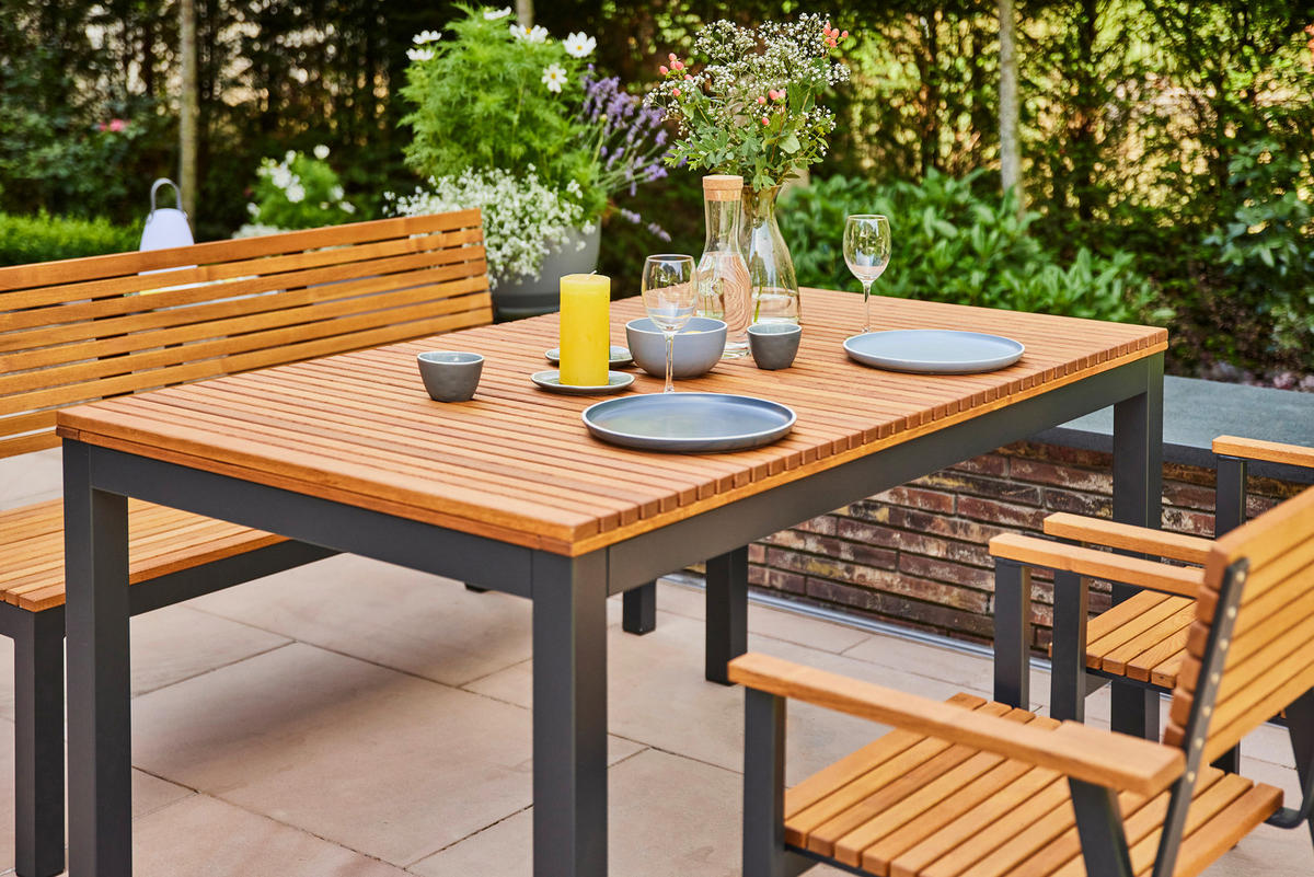 GARTENTISCH 160/90/76 cm Holz, Metall rechteckig  - Anthrazit/Robinienfarben, KONVENTIONELL, Holz/Metall (160/90/76cm) - Siena Garden