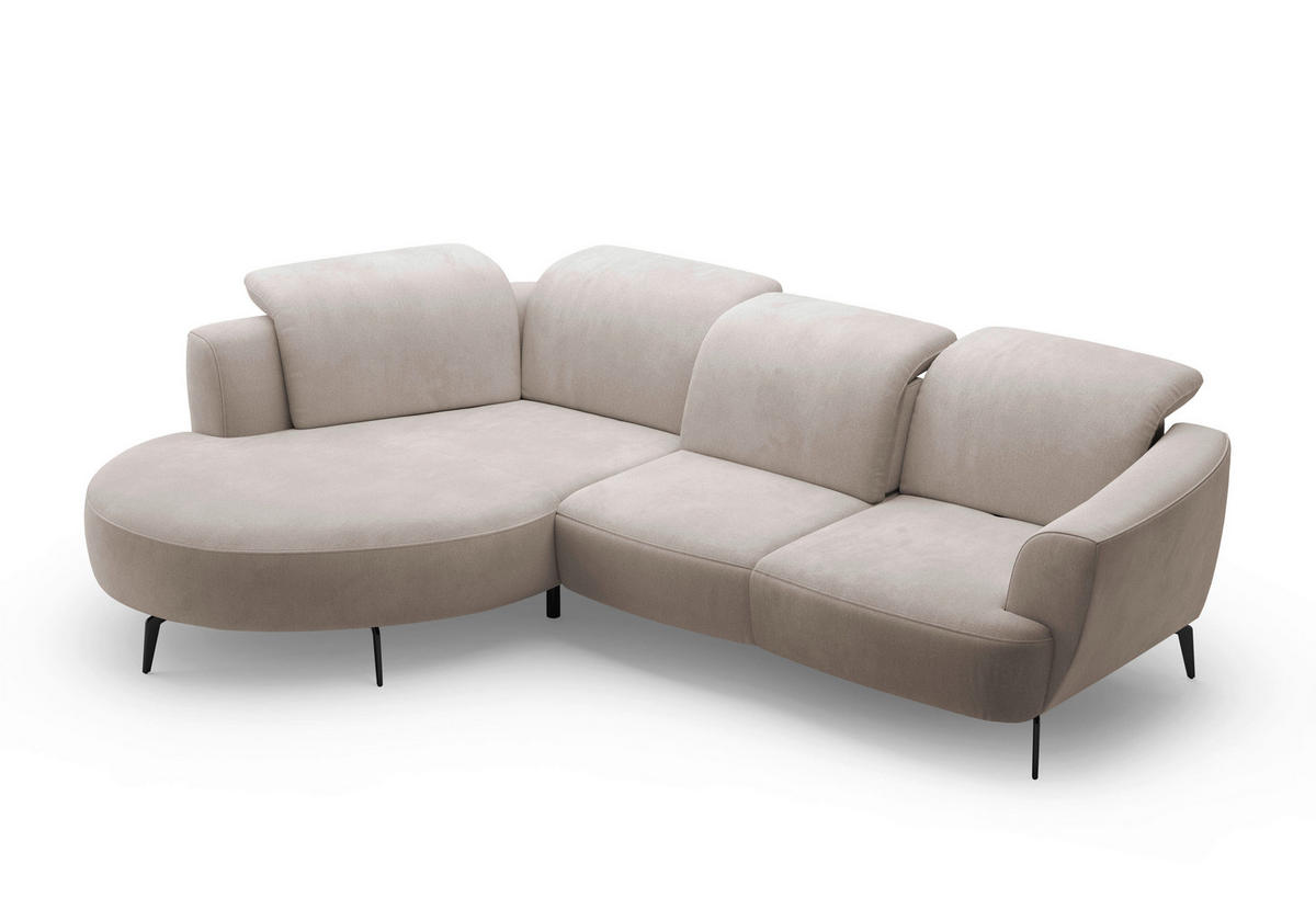 ECKSOFA in Flachgewebe Greige  - Greige/Schwarz, Konventionell, Textil/Metall (199/309cm) - Sit & More