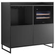 SIDEBOARD Mosel Weinschrank 125/120/58 cm  - Schwarz, KONVENTIONELL, Holzwerkstoff/Metall (125/120/58cm) - Carryhome