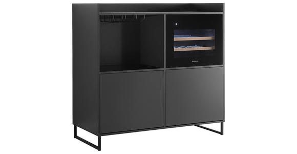 SIDEBOARD Mosel Weinschrank 125/120/58 cm  - Schwarz, KONVENTIONELL, Holzwerkstoff/Metall (125/120/58cm) - Carryhome