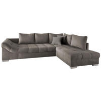 ECKSCHLAFSOFA in Graubraun Textil   - Graubraun/Silberfarben, Design, Holz/Textil (298/202cm) - MID.YOU
