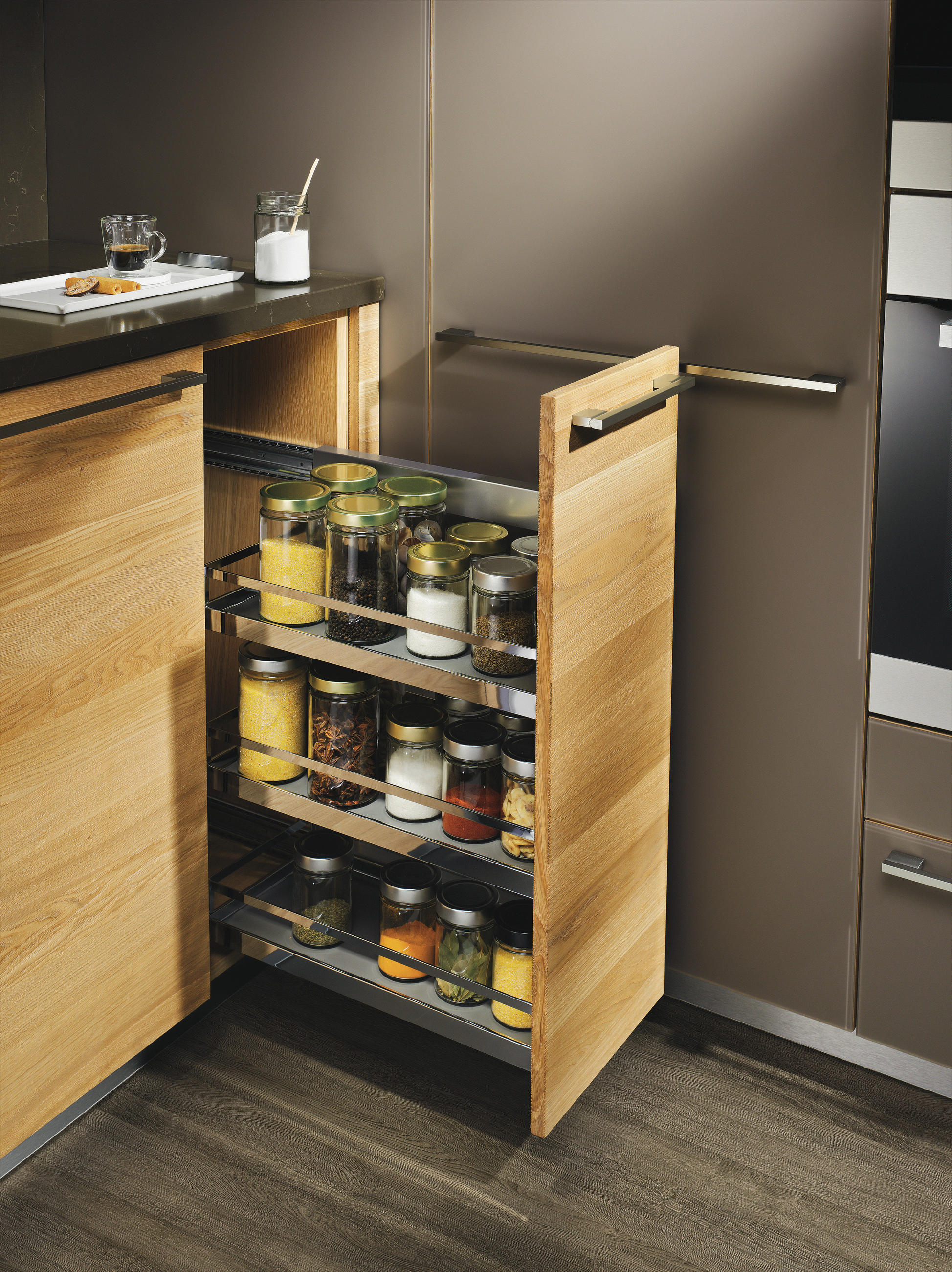 EINBAUKÜCHE LINEE  - Taupe/Eichefarben, Design, Holz - TEAM 7