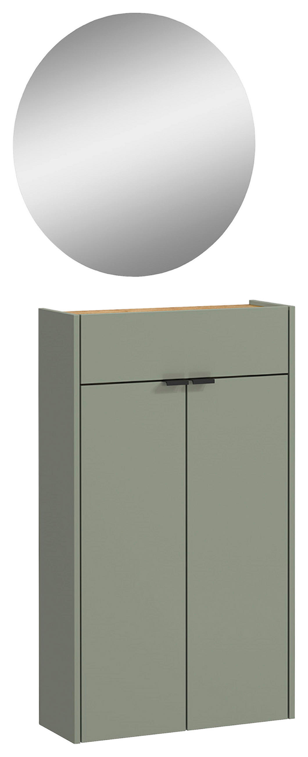 GARDEROBE 2-teilig  in 56/200/22 cm  - Eichefarben/Grün, Design, Glas/Holzwerkstoff (56/200/22cm)