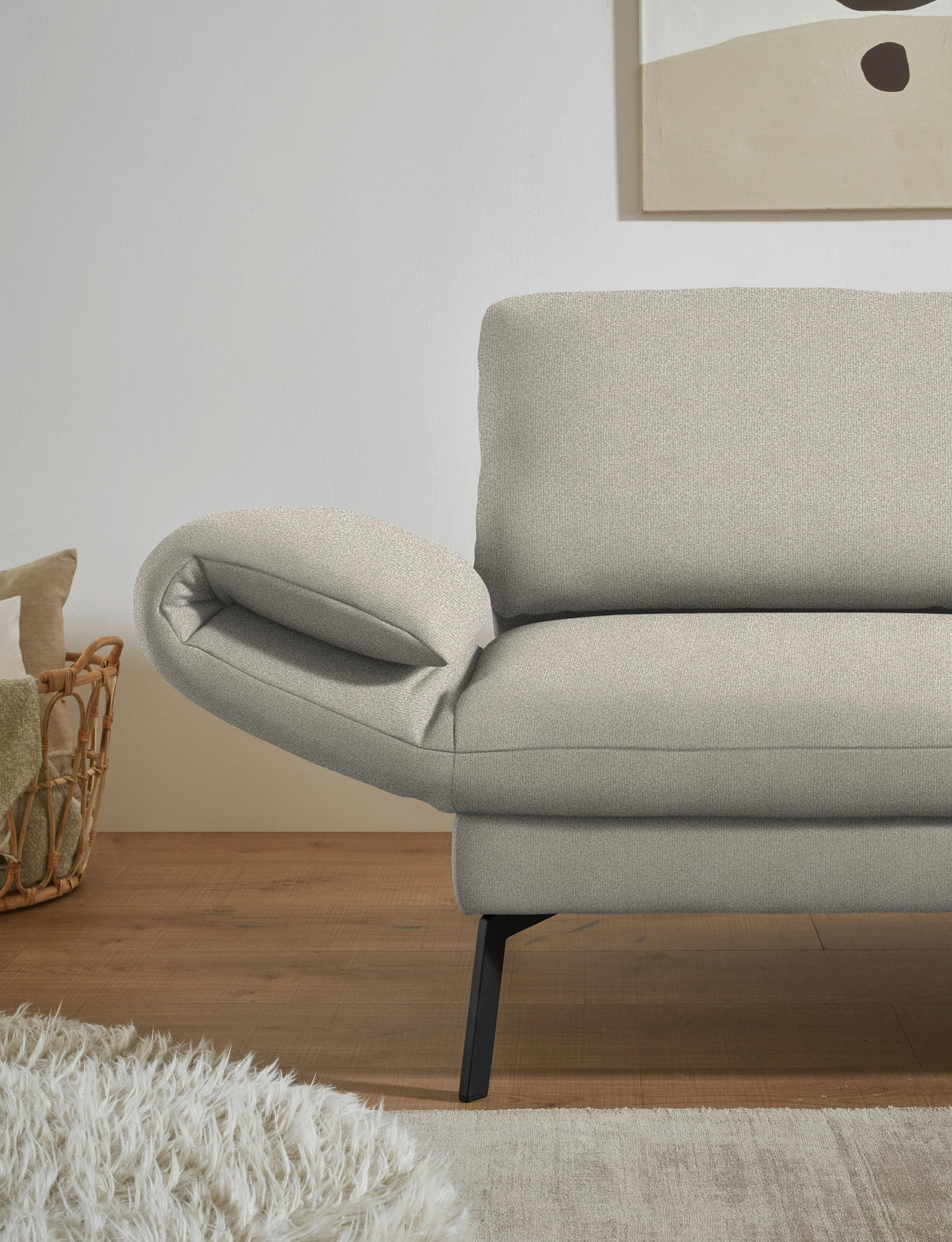 ECKSOFA  in Flachgewebe Naturfarben  255-365/175-224 cm  - Schwarz/Naturfarben, Design, Textil/Metall (255-365/175-224cm) - Dieter Knoll