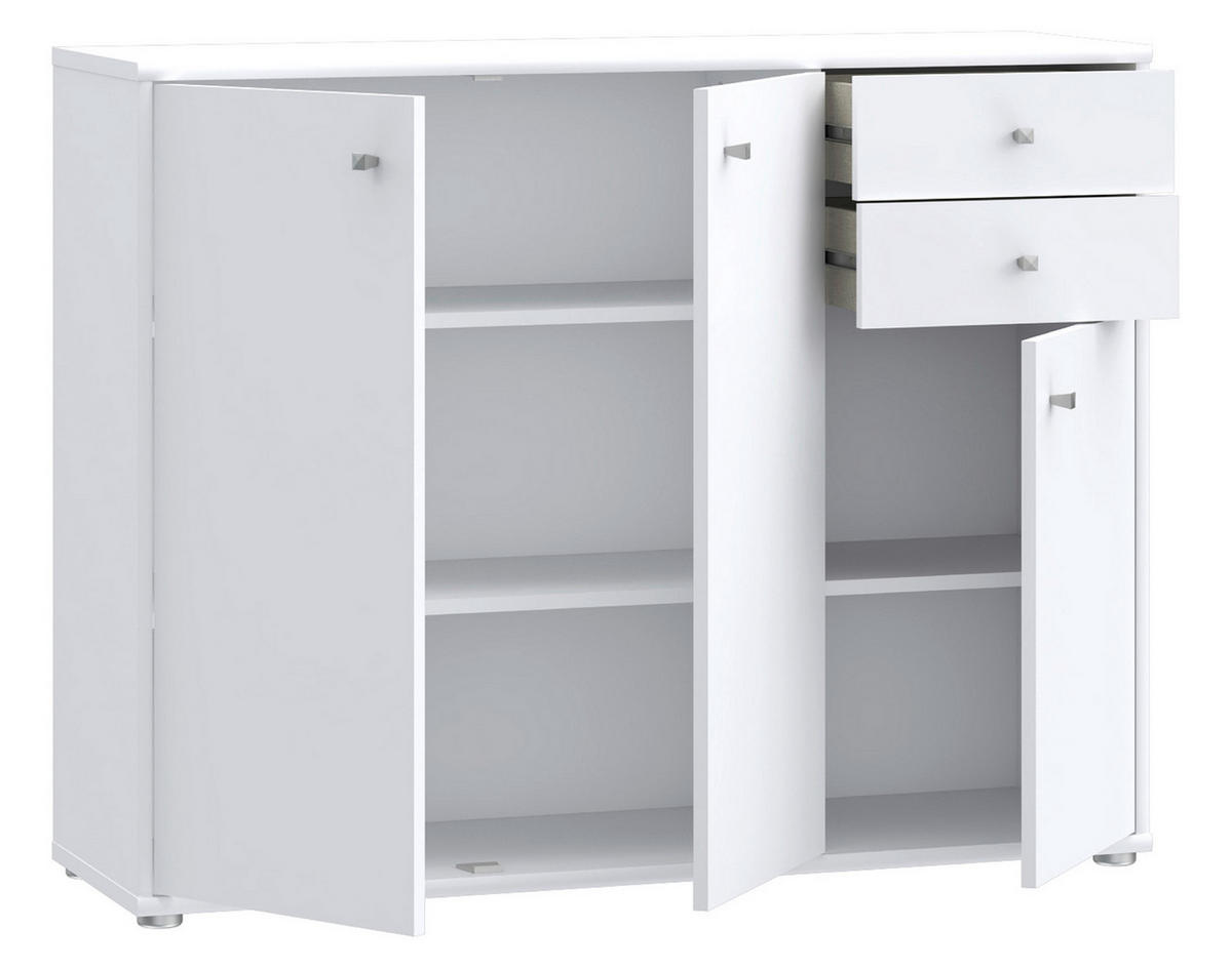 KOMMODE 108,8/85,5/34,8 cm  in Weiss  - Weiss/Alufarben, Design, Holzwerkstoff (108,8/85,5/34,8cm)