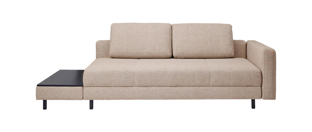 LIEGE Webstoff Creme  - Eiche dunkel/Creme, Design, Holz/Textil (210/84/130cm) - Joka