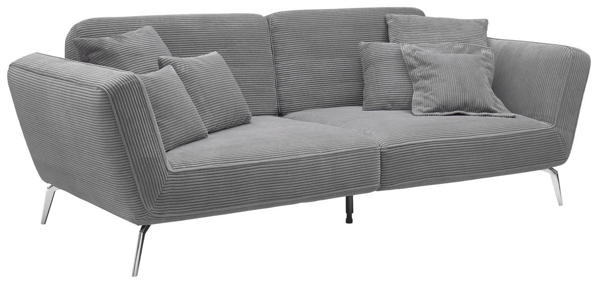 3-SITZER-SOFA Cord Grau  - Chromfarben/Schwarz, KONVENTIONELL, Kunststoff/Textil (260/90/125cm) - SetOne by Musterring