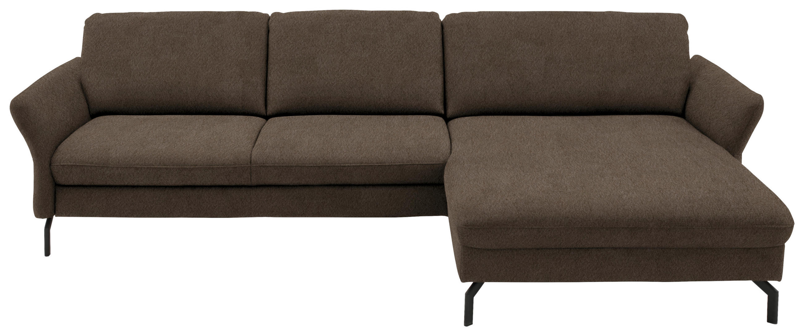 ECKSOFA in Velours Braun  - Schwarz/Braun, Design, Textil/Metall (306/179cm) - Beldomo System