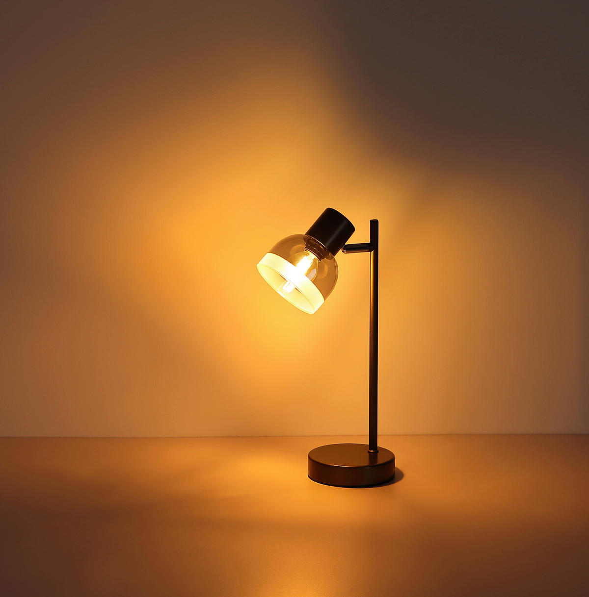TISCHLEUCHTE Kairo 14,5/12/35 cm  - Chromfarben/Schwarz, Design, Glas/Kunststoff (14,5/12/35cm) - Globo