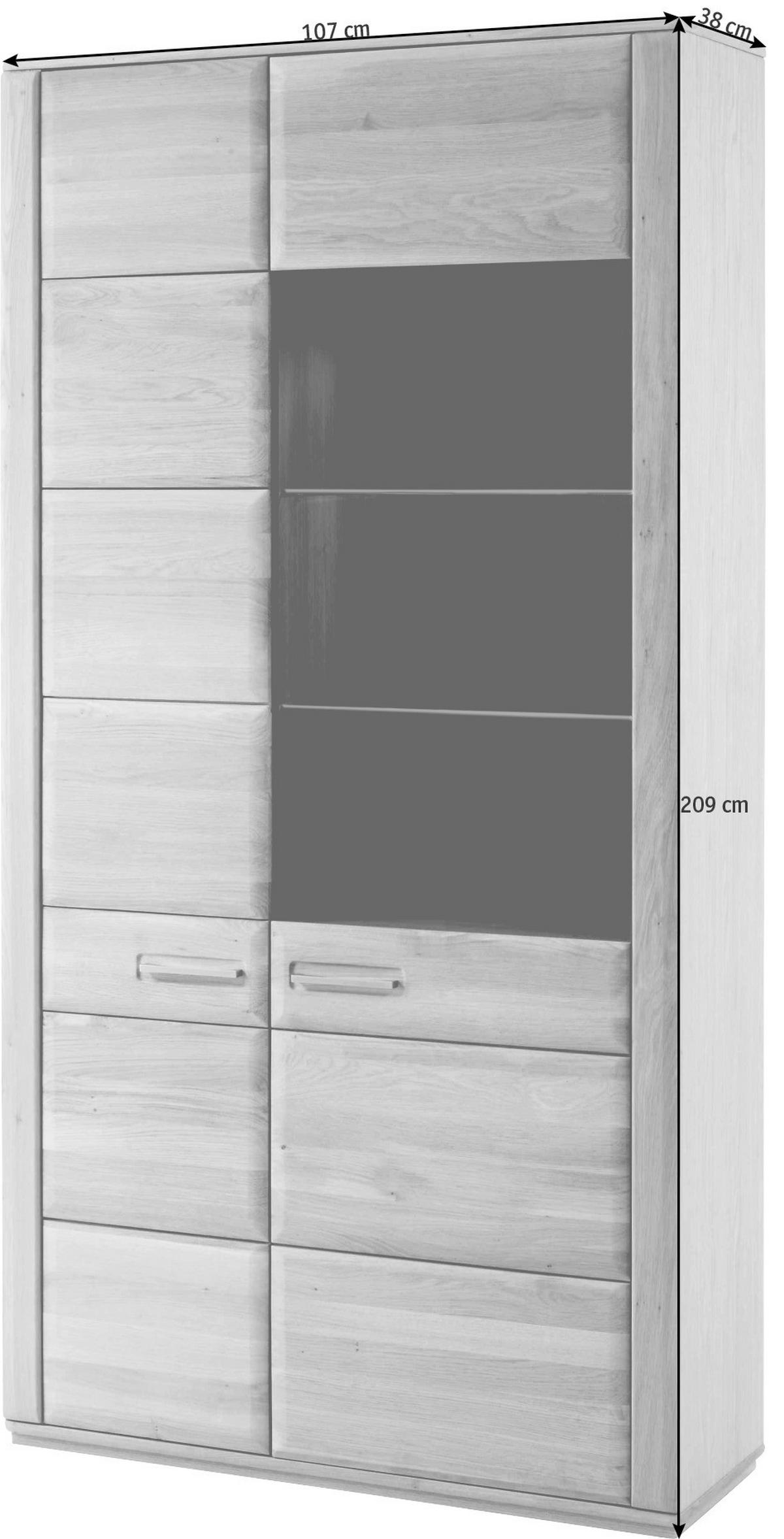 VITRINE  in furniert, massiv Eiche Eichefarben - Edelstahlfarben/Eichefarben, KONVENTIONELL, Glas/Holz (107/209/38cm) - Novel