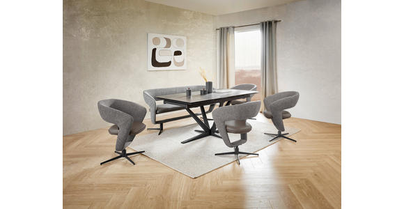 SITZBANK 182/83/62 cm in Dunkelgrau - Dunkelgrau/Schwarz, Design, Textil/Metall (182/83/62cm) - Moderano