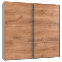 SCHWEBETÜRENSCHRANK 250/236/65 cm,  in Weiß, Eichefarben, 2 Tür(en)  - Chromfarben/Eichefarben, MODERN, Holzwerkstoff (250/236/65cm) - MID.YOU