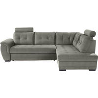 ECKSOFA Dunkelgrau Webstoff  - Dunkelgrau/Dunkelbraun, KONVENTIONELL, Kunststoff/Textil (251/183cm) - Livetastic