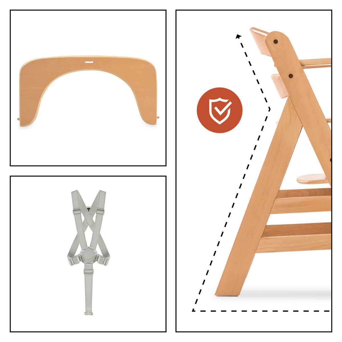 KOMBIHOCHSTUHL Alpha Newborn Set Pro  - Hellbraun/Hellgrau, Basics, Holz/Textil (50/103,5/67cm) - Hauck