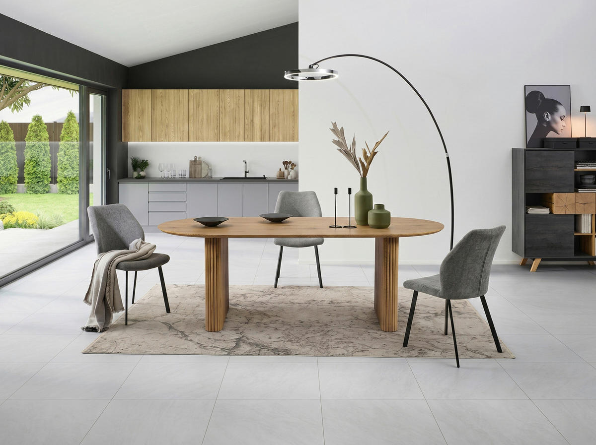 ESSTISCH 200/100/75 cm Nachbildung  Holzwerkstoff oval Eiche Artisan  - Eiche Artisan, MODERN, Holzwerkstoff (200/100/75cm) - MID.YOU