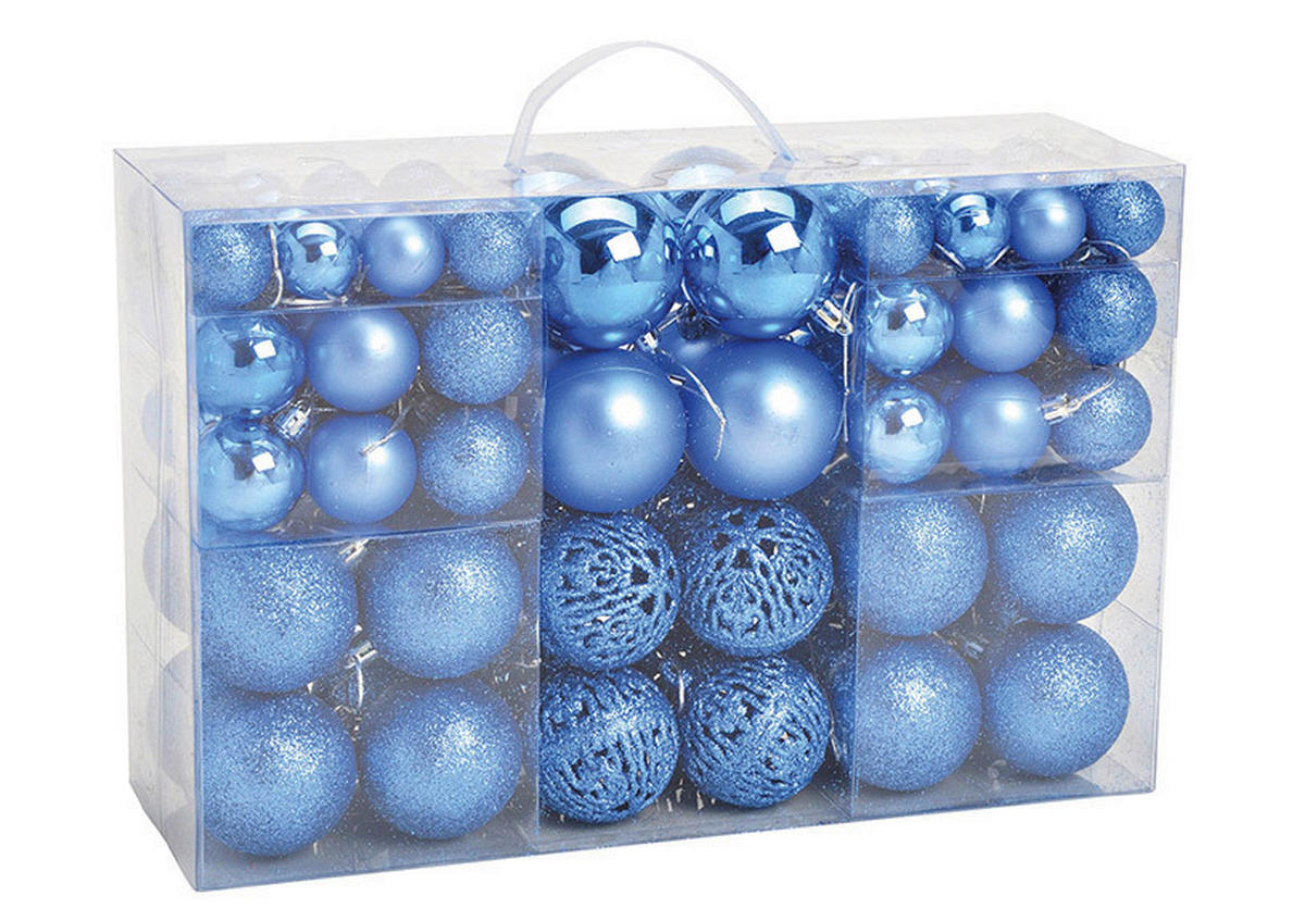 CHRISTBAUMKUGEL-SET 100-teilig  - Blau, Basics, Kunststoff (35,0/23,0/12,0cm)