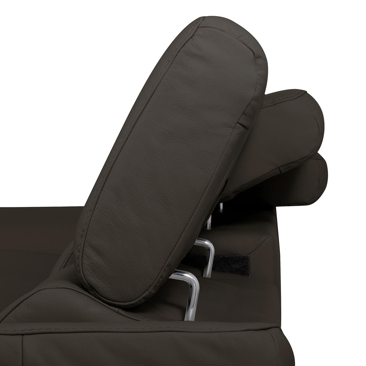ECKSOFA Lederlook Echtleder Dunkelbraun  - Chromfarben/Dunkelbraun, Design, Leder/Textil (252/179cm) - Livetastic